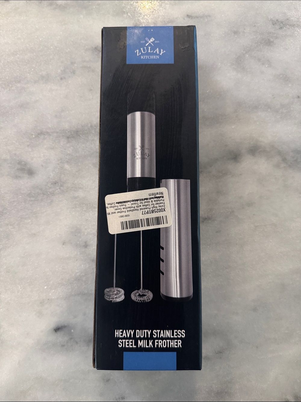 Zulay battery operated Stainless Steel Milk Frother - Silver - New